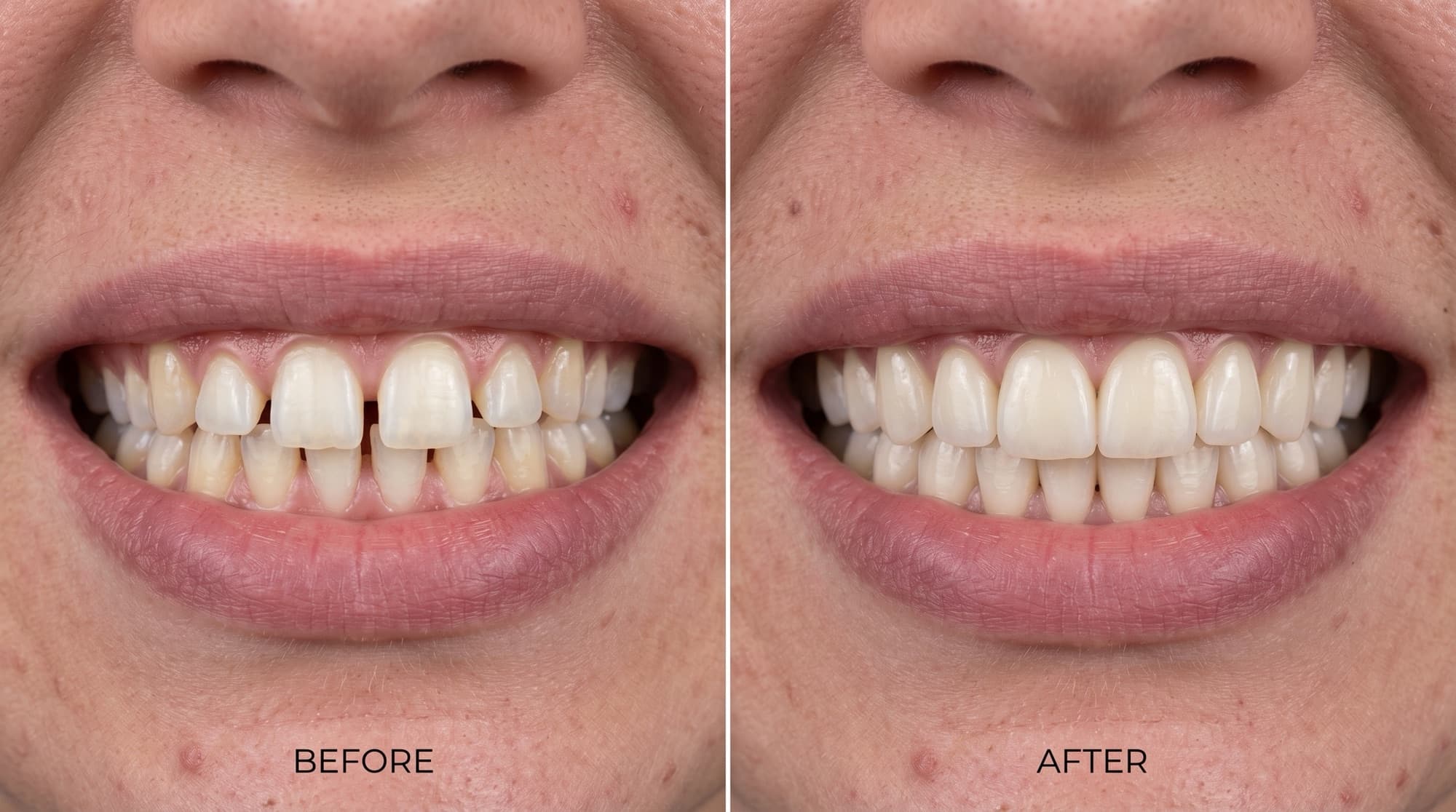 Before and after: small gaps, closed — clear aligner treatment at Willow Family Dentistry