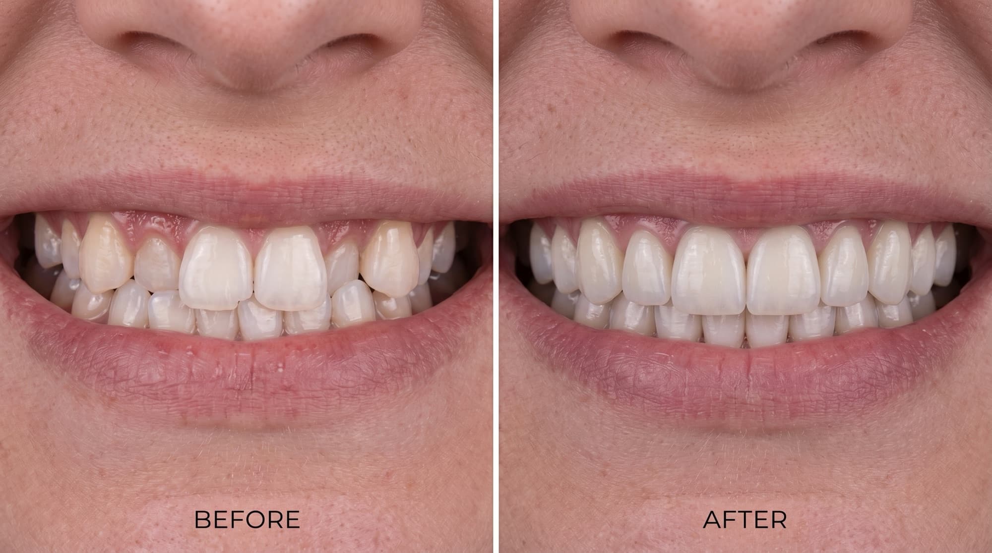 Before and after: crowded teeth, aligned — clear aligner treatment at Willow Family Dentistry