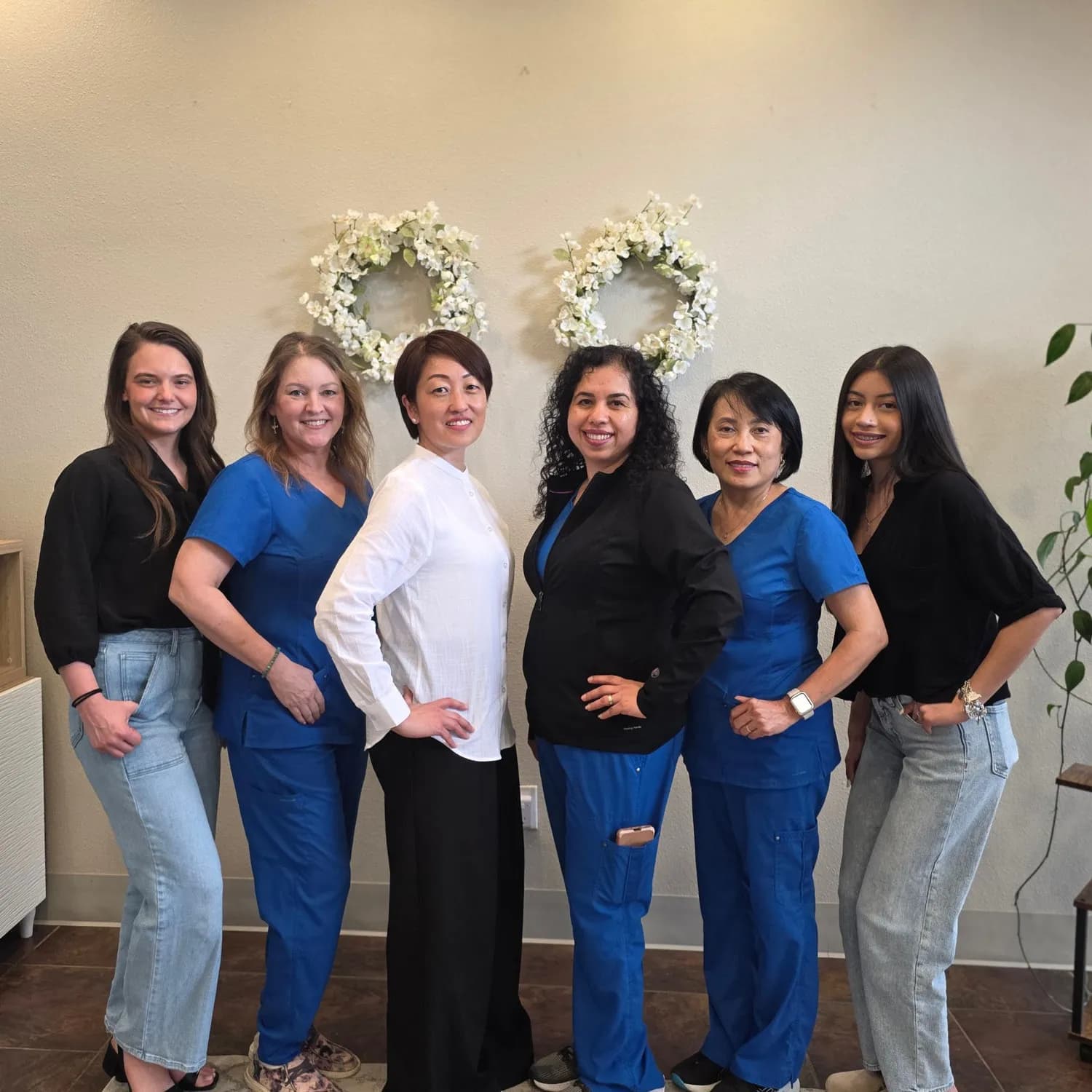 Diverse team working together