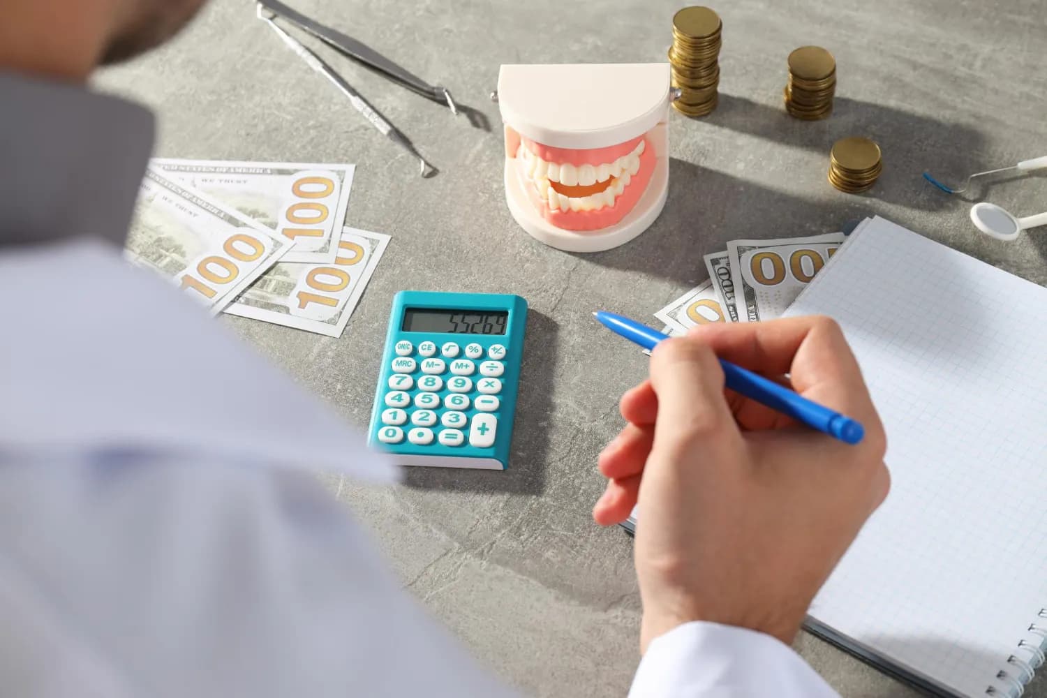 Patient reviewing treatment financing options